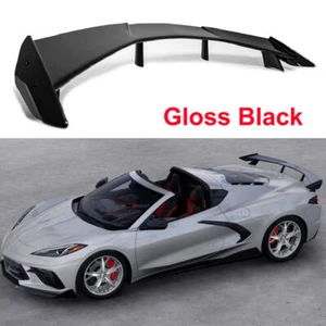 Gloss Black Painted For 2020-2023 Corvette C8 Rear Trunk Lid High Wing Spoiler - Picture 1 of 13