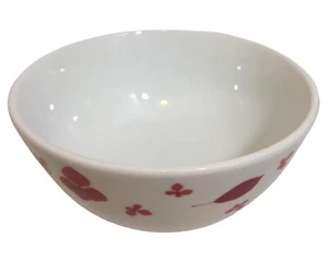 Thailand Hand Painted Porcelain Pottery 6" White and Red Floral Bowl By Home    - Picture 1 of 7