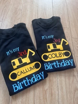 1st 2nd 3rd 4th 5th Birthday tshirt Top Boys Outfit party personalised digger - Image 1 of 4