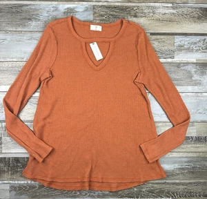 Neu mit Etikett Small T.La Anthropologie Nadia Waffelstrick-Tunika Oberteil orange - Bild 1 von 9