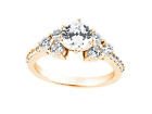 Genuine 1.25Ct Round Cut Diamond Engagement Ring Cluster Accents 18k Gold G SI1