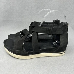 Eileen Fisher Women's Sport Sneaker Sandals Size 8 Black Leather Zip Strappy - Picture 1 of 13