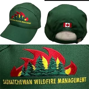 Vtg Saskatchewan Wildfire Management Strapback Hat Forest Tree Logo 5 Panel Cap - Bild 1 von 13