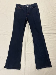 Angels Jeans Wear Damen 7 Flare Blau Denim Rosa Borte Bestickt 27x31 Y2K - Bild 1 von 10