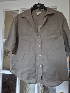 NWT Dark Beige Linen Top Size Medium by H&M - Picture 1 of 8