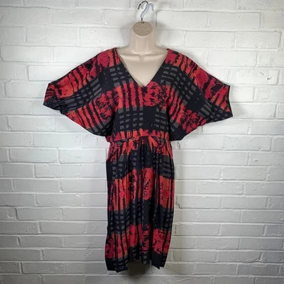 Nicole Farhi Dress Silk Size UK 8 Red V Neck Batwing Sleeve Occasional Party - Image 1 of 4