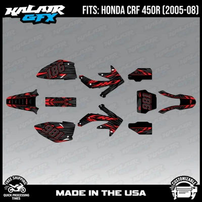 Graphics Kit for HONDA CRF450R (2005-2008) Twitch - Red - Image 1 of 4