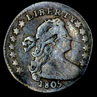 Busto drapeado 1805 media moneda de diez centavos R1509 Foto 1 de 4