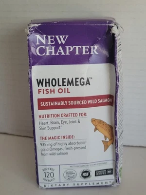 New Chapter Wholemega Fish Oil 935 mg 120 Softgels Dietary Supplement 04/2026 — 第 1/3 张图片