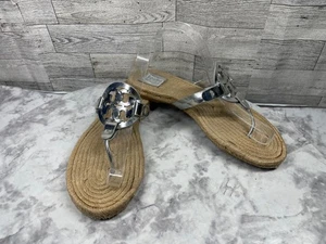 Tory Burch Damen-Flip-Flop-Espadrille-Sandalen 9,5 M Miller Schuhe silberfarben Riemen - Bild 1 von 18