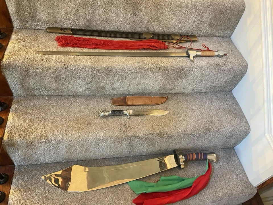 Vintage Sword & Knife Lot Chinese Jian Swords - Image 1 of 4