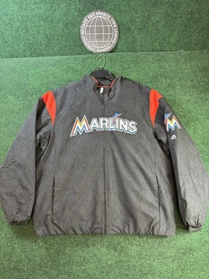Majestic Miami Marlins On-Field Therma Base Full-Zip Jacket Men's Sz 2XL NWOT - Image 1 of 4