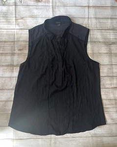 ANN TAYLOR GR. L SCHWARZ ÄRMELLOS GEKNÖPFT TOP Bluse - Bild 1 von 3