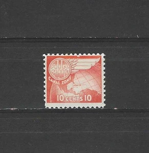 CANAL ZONE , US , 1951 , AIRMAIL , GLOBE & WING , 10c STAMP , PERF , VLH - Picture 1 of 1