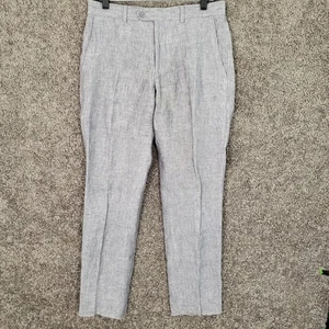Bar III Hombres 32x32 Calce Ajustado 100% Lino Pantalones Gris Ligero Pantalones - Imagen 1 de 7