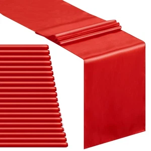 Red Table Runner Satin Table Runners Extra Long Table Runners Silk Smooth Fab... - Picture 1 of 6