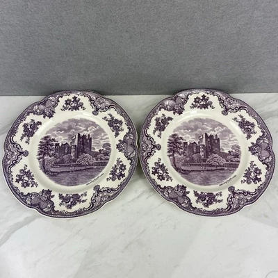 Set of 2 Johnson Bros Old Britain Castles Blarney  Purple Lavender 10” Plates - Image 1 of 4