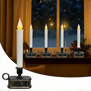 4 Pcs Christmas Window 1 Light-4pk, Led Battery Operated Candles-bronze Base - Picture 1 of 7