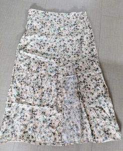 H&M floral summer maxi skirt, pastel, side split, Size 16 - Picture 1 of 6
