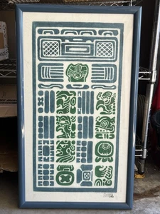 Jeroglíficos Mayas Jema Enmarcados Calandar Pollo Itzá México Azul Verde - Imagen 1 de 8