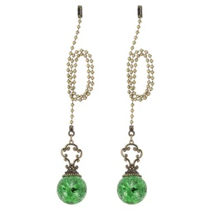 2 Pcs 15" Crystal Ceiling Fan Pull Chain, Green ( Ball) - Picture 1 of 6