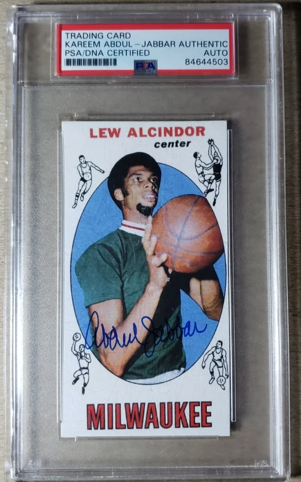 Kareem Abdul-Jabbar Firmado 1969 Topps Novato Reimpresión PSA/DNA Certificado Automático Foto 1 de 2