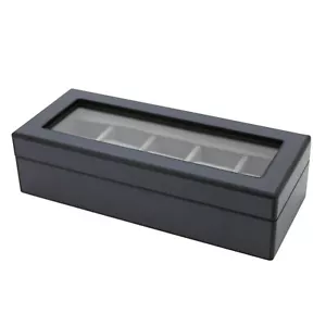Watch Box Carbon Fiber 5 Extra Large Compartments Wood Extra Clearance Glass - Picture 1 of 4