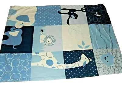 6D 30x40 KIDSLINE Blue Safari Jungle Zoo Animals Plush Fleece Baby Crib Blanket - Image 1 of 4
