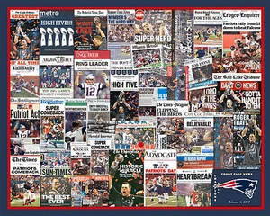 New England Patriots 2017 Super Bowl Newspaper Collage Poster- 16x20" Unframed - Picture 1 of 1