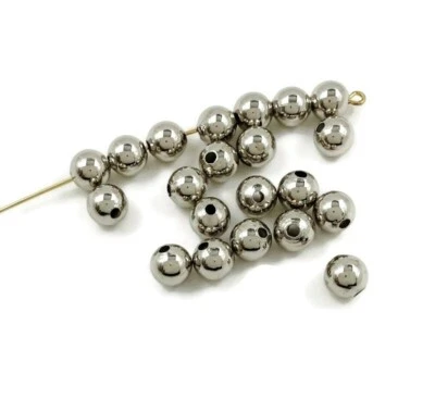 100件老式镀银钢7.5毫米。 圆形光滑珠 4223 — 第 1/2 张图片