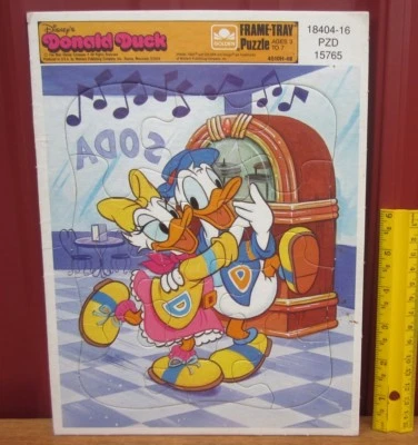 DONALD DUCK frame tray puzzle 1980s sock-hop Wurlitzer jukebox Disney 1950s - Image 1 of 2
