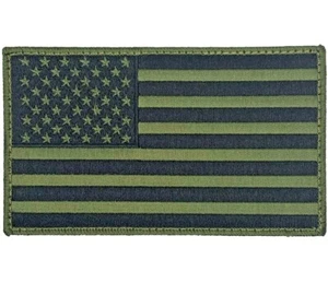 Large 5" X 3" US American Flag Patch (OD GREEN) Hook and Look Backing - ODA, SF - Picture 1 of 3