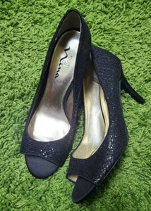 Nina Peeptoe Sequin Heel 9 - Picture 1 of 7