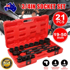 3/4 Impact Sockets Hex Ratchets Socket Set Metric Garage Car Bike 19mm - 50mm - Picture 1 of 10