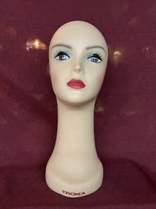 Troika Plastic Mannequin Head w Makeup & Eyelashes Beautiful Condition 18” Tall - Picture 1 of 15