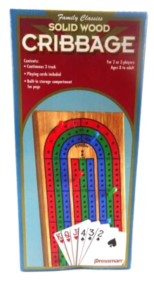 Family Classics Cribbage - Solid Wood Continuous 3 Track Board NEW SEALED CARDS - Image 1 of 4