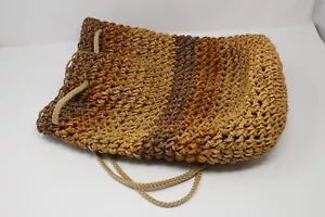 100% CORN HUSK DRAWSTRING BACKPACK BAG NATURAL beach bag corn husk made in china - Picture 1 of 4