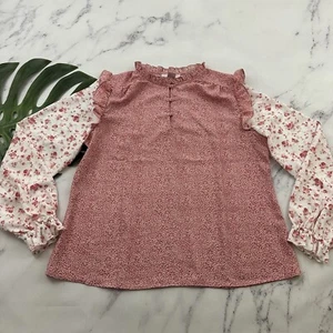 Blusa Top Rachel Parcell Mujer Volantes Talla L Rosa Crema Mezcla Floral - Imagen 1 de 12