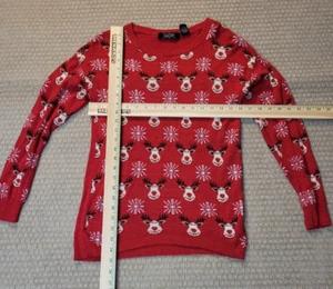 Crystal Kobe Ugly Christmas Sweater Size Small, Red, snowflakes, Rudolph - Picture 1 of 4