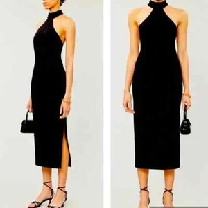 Reformation Dress Womens Extra Large Black Midi Cocktail Date Night Prom Classic - Picture 1 of 13