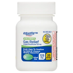 Equate Extra Strength Gas Relief Simethicone 125 mg Softgels, 20 Count - Picture 1 of 6