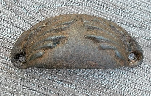 Antique Original Cast Iron Bin Pull Drawer Pull Handle Art Nouveau Cover