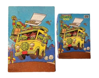 Vtg 1990 TMNT Teenage Mutant Ninja Turtles PIZZA VAN Jigsaw Puzzle COMPLETE 90s! - Image 1 of 4