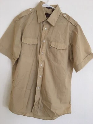 Camisa De Colección Años 60/70 Original LEVIS USA XL Bronceada Botón Frontal Para Hombre Poli Algodón Foto 1 de 4