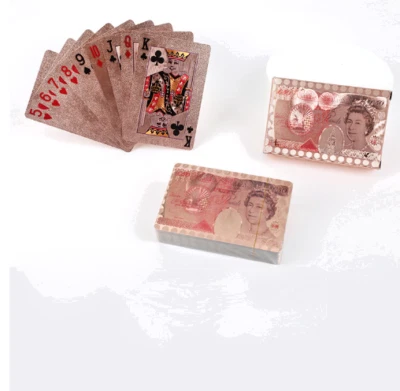 Set of 50 Pound Design Rose Gold Foil Plated PET Rose Gold Playing Cards - Image 1 of 4