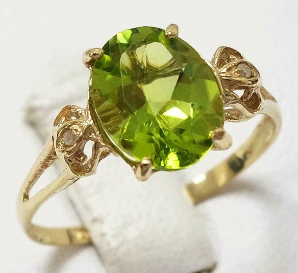 Natural 6.00 Carat 925 Sterling Silver Handmade Gold Plated Peridot Ring  - Image 1 of 2