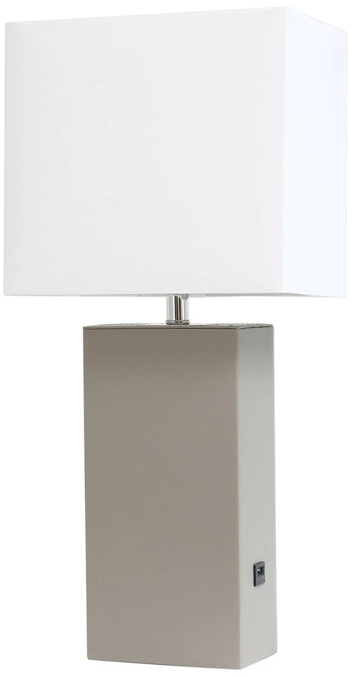 Lalia Home 21" Lexington Gray Leather USB Accent Table Lamp - Image 1 of 1