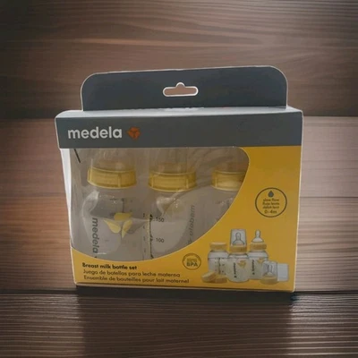 Conjunto de 3 frascos de leite materno Medela 5 oz transparente para máquina de lavar louça - fluxo lento seguro 0-4 m - Imagem 1 de 3