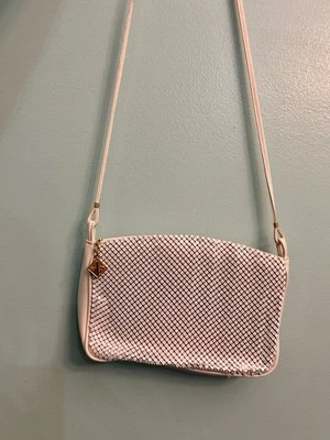 VTG Whiting & Davis White Metal Mesh Leather Crossbody Purse Shoulder Bag Rare - Image 1 of 4