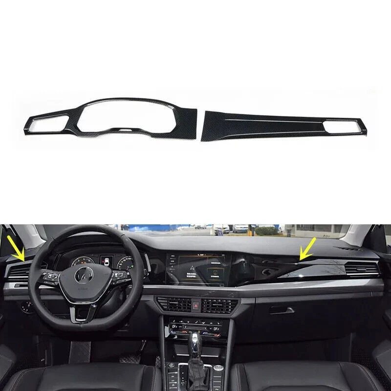 Embellecedores de puerta de engranaje interior de fibra de carbono ABS para VW Volkswagen Bora 2019-2021  Foto 1 de 4